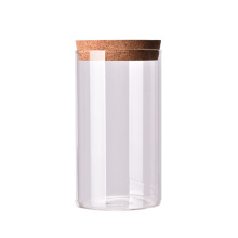 High borosilicate glass airtight biscuit jar with cork stopper